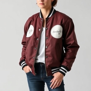 Chaqueta universitaria vintage personalizada cuerpo de lana mangas de cuero parche de chenilla bordado personalizado Forro cálido para hombres mujeres y niños - Product Image 5