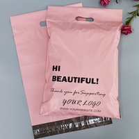 100 sacs d'expédition personnalisés roses avec poignée en polyéthylène, logo et design pour réseaux sociaux, boutique en ligne, emballage pour petites entreprises