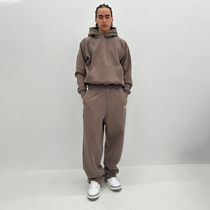 Custom Oversized Heavy Fleece <b>Pullover</b> Hoodie Jogger Tracksuit <b>Men</b> Two Piece Casual Sports Set - Product Image 1