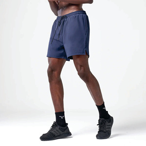 Lightweight Moisture Wicking Fabric Navy Essential 5 Inch Shorts with Contour Side Panels and Inner <b>Mesh</b> <b>Pants</b> - Product Image 2