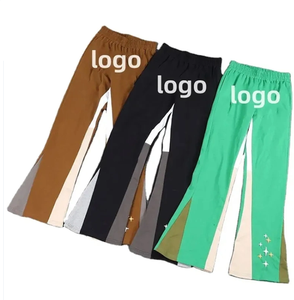 Pantalon de survêtement vintage en coton délavé à l'acide, coupe droite, imprimé, avec strass, streetwear, grande taille, saison printemps - Product Image 1