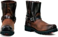 Bottes de moto en cuir de vachette imperméables marron vieilli avec doublure, pour motard et travail