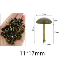 Antike Bronze Runde Kuppel-Dekorationsnägel 11*17mm Eisen-Möbelbefestiger für Stuhlpolsterung Holzschatztruhe Ornament