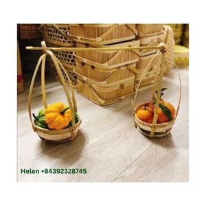 TRADITIONAL BAMBOO WINNOWING <b>BASKET</b> PAIR CUSTOMIZE SIZE BAMBOO <b>BASKET</b> <b>SMALL</b> SIZE WITH HANDLES GOOD SALE for EVENT DECORATION - Product Image 5