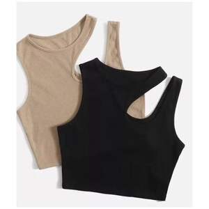 Débardeur moulant Sexy pour femmes Blouse tricotée respirante pour Yoga Gym Sport Gilet vierge pour femmes - Product Image 4