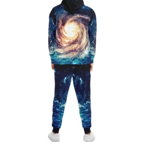 Ensemble de survêtement sportif pour homme et femme, imprimé en 3D, avec capuche, motif galaxie, sublimation, logo personnalisé - Product Image 3