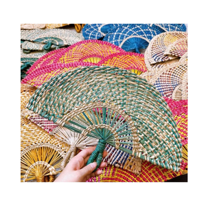 Hand Fan Seagrass Handfan for Wedding - Natural Woven Craft for <b>Gift</b> - Handmade Folding Decor Fan - Product Image 6