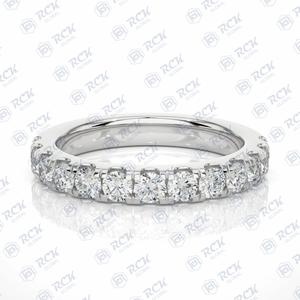 Anillo de moissanita de media eternidad de corte brillante redondo TCW 1,20 para mujer/anillo de regalo de aniversario para regalo de cumpleaños de amor - Product Image 2