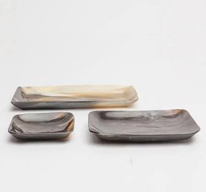 Plateau de fruits secs en corne de buffle Viking pour table à manger bol décoratif en corne de buffle naturel formes ovales plat en corne, Shav - Product Image 2