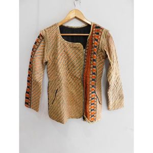 High Quality Winter Breathable Quilted Short Vintage Cotton <b>Kantha</b> <b>Jacket</b> Indian Women Hand-Block Floral Printed Casual Pocket - Product Image 2