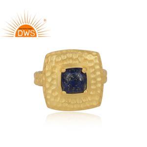 แหวนพลอย Lapis Lazuli ธรรมชาติชุบทอง18K ดีไซน์ล่าสุดผู้ผลิต - Product Image 2