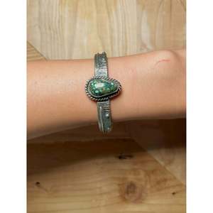 Navajo-Made New Lander Varicsite Tufa Cast & Sterling <b>Silver</b> Fashion <b>Cuff</b> <b>Bracelet</b> - Product Image 4