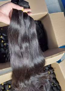 SINGLE DONOR PERFECT NATURAL BLENDING <b>HAIR</b> EXTENSIONS HIGH QUALITY INDIAN REMY <b>KINKY</b> <b>STRAIGHT</b> RAW <b>HAIR</b> BUNDLES <b>HAIR</b> KING MACHINE - Product Image 3