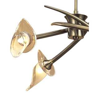 <b>Antique</b> Brass 4-<b>Light</b> G9 Pendant Convertible Semi Flush Industrial Telescopic Glass <b>Switch</b> Control Crystal E26 for Home Middle - Product Image 4