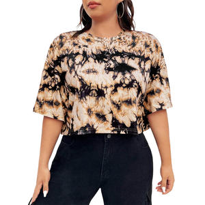 T-shirts en coton tie-dye OEM pour femmes impression personnalisée de tissu respirant d'été avec logo et options de marque privée - Product Image 1