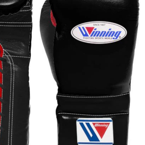 Gants de boxe à lacets Winning, noir et rouge, cuir véritable, professionnels, pour entraînement et sparring, faits à la main, qualité professionnelle - Product Image 4