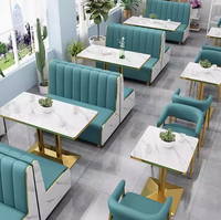 Ensemble de sièges en cuir pour restaurant moderne personnalisé, table et chaises à motif marbré pour café, boutique de café, hôtel