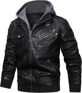 Chaqueta Bomber de Motociclista para Hombre, Estilo Casual, con Capucha Desmontable, Cuello Redondo, Cierre de Cremallera, Piel de Oveja, Transpirable, Marca CANLEO - Product Image 1