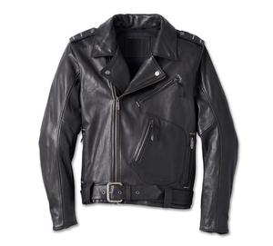 Chaqueta de moto de cuero genuino resistente para hombre con chaqueta de cuero de hombro con costuras reforzadas - Product Image 1