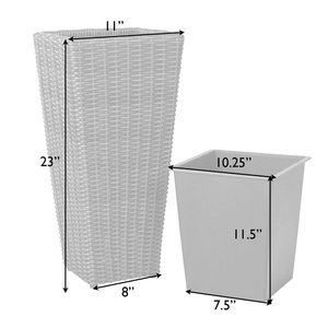 Alto <span class=keywords><strong>wicker</strong></span> Hộp trồng với Liners cao ngoài trời nhà máy trang trí nội thất Mocha màu Vườn Nhà - Product Image 2