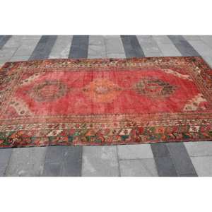 Alfombra turca de área grande tradicional rojo Beige 4.9x9.8ft 10mm lana látex abstracto Patchwork para pasillo Rectangular Roomrug nuevo - Product Image 3