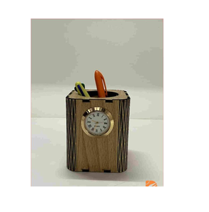 Latest Design Wooden <b>Pen</b> <b>Holder</b> with Clock Best Quality Table Desk and School Office Room <b>Pen</b> Stand Top Design - Product Image 6