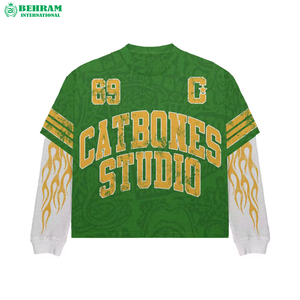 เสื้อยืดแขนยาวสองชั้นแบบยูนิเซ็กซ์ หนานุ่ม ระบายอากาศได้ดี เป็นมิตรกับสิ่งแวดล้อม คอกลม ทรงโอเวอร์ไซส์ - Product Image 2