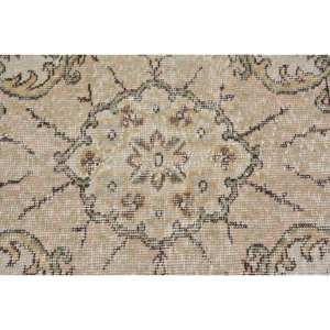 Alfombra Turca Vintage Clásica Beige Marrón 5,8X8,9 FT Hecho a Mano Lana Látex Respaldo Patchwork Diseño Rectángulo Tabriz para Cabecera - Product Image 5