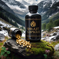 Cápsulas de Shilajit del Himalaya 100% Naturales y Orgánicas, Secas al Sol, Marca Privada OEM/ODM, 60 Cápsulas por Botella, Refuerzo Inmunológico
