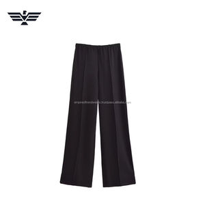 Premium Women's High Waist Wide Leg Pants | Elastic Waist Regular Fit Trousers | Breathable Casual & Office Wear - Product Image 4