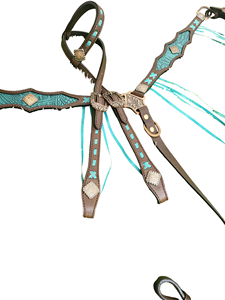 2023 vente chaude Western cheval bride poitrine collier ensemble cuir de vache équitation utilisation équestre comprend Headstall poitrine collier éperon - Product Image 2