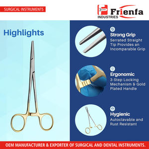 Fórceps de arteria Mosquitos hemostáticos rectos de 6 ", mango chapado en oro - Product Image 4