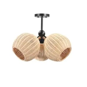 hot selling Home Decor <b>Wicker</b> Chandelier Rattan <b>Lights</b> ceiling Lamp <b>Shade</b> Crafts Hand Woven Pendant Bamboo Lampshades - Product Image 1