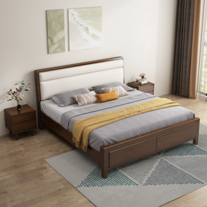 High Quality Wooden Bedroom <b>Beds</b> Bedside Minimalist Scandinavian Solid Wood <b>Platform</b> <b>Bed</b> for Modern Bedroom - Product Image 1