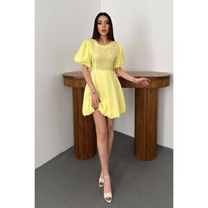Vestido de Lino Amarillo con Espalda Descubierta - Amarillo - Product Image 1