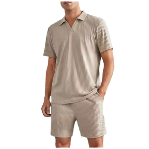 Conjunto de Polo de Verano para Hombre, Informal, Transpirable, con Estampado Sólido, Camiseta de Manga Corta y Pantalones Cortos, Traje de Dos Piezas - Product Image 3