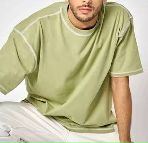 Camiseta de algodón 100% personalizada con hombros caídos de gran tamaño para hombre, serigrafía con logotipo, ropa de calle de peso pesado, antibolitas rápidas - Product Image 1