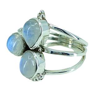 Rainbow Moonstone 925 Sterling Silver Handmade Statement Ring Boho June Birthstone Jewelry Perfect Gift for Her Birthday - Product Image 1