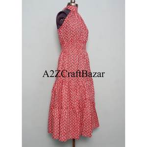 Vestido Maxi de Algodón 100% para Mujer, Hecho a Mano, Estilo Boho Casual, Estampado Floral, Suave, para Playa, Verano, Natural - Product Image 4