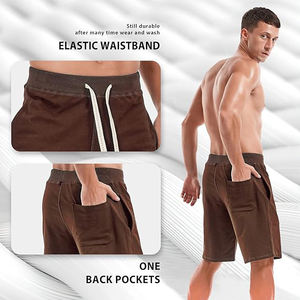 Shorts en laine pour hommes 100% coton uni écologique décontracté confort taille élastique léger durable à porter à l'intérieur - Product Image 2