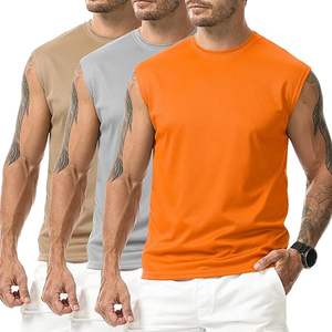 T-shirt personnalisé en coton épais avec col rond et broderie surdimensionnée Débardeur grande taille à épaules tombantes pour hommes - Product Image 5