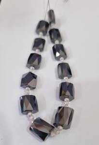 Tubo de moissanita negro y cuentas redondas blancas de 2,50 MM hechas a mano para joyería de moda otra pulsera - Product Image 2