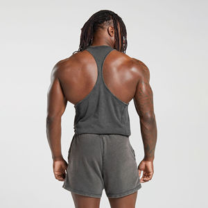 Camiseta Deportiva sin Mangas para Hombre, Marca de Moda, Estilo Holgado, Estilo Americano, Vintage, Lavada, de Algodón Tejido, Transpirable - Product Image 3