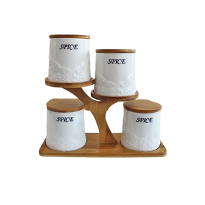 Juego de condimentos de caja de especias de mármol de calidad de lujo con juego de contenedores de almacenamiento de sal de cuchara de latón y Tran de madera - Product Image 5