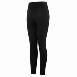 Leggings de yoga noirs unis taille haute longueur intégrale en Spandex Nylon avec taille élastique pour femme – Respirants - Product Image 2