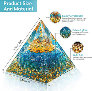 Pierre précieuse Orgone Sphère de cristal aigue-marine Pyramide de lotus Pyramide d'agate faite à la main pour la méditation Acheter chez Amayra Cristaux Exportations - Product Image 3