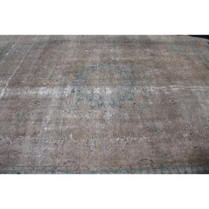 Alfombra Vintage de 9.6x12.5 pies, Alfombra Turca Extra Grande, Alfombra a Cuadros Marrón y Azul - Product Image 4