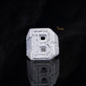 Elegante anillo de oro sólido de 10K con moissanita diamante letra B, joyería llamativa de Hip Hop, regalo ostentoso de lujo para él - Product Image 1