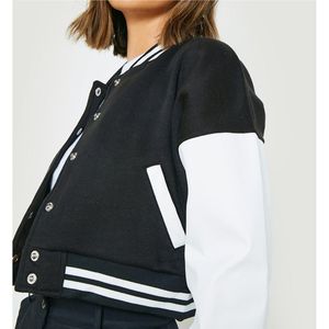 2025 nouveau gros personnalisé Patchwork à manches longues veste de Baseball femmes recadrée culture Letterman haute qualité femmes varsité vestes - Product Image 3