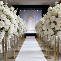 Boule de fleurs artificielles en soie 3D 80cm 60cm 50cm, blanc crème ivoire, romantique, en carton Simpson, pour centres de table de mariage et décoration